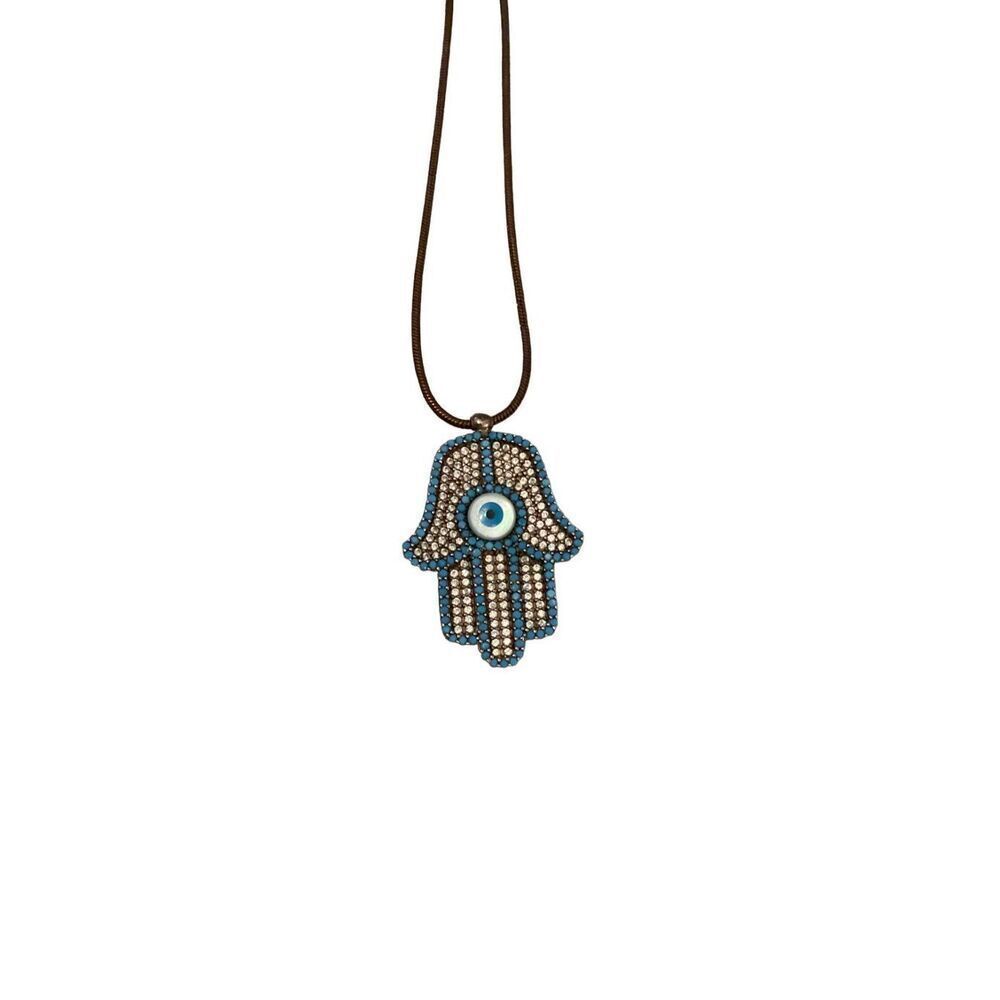 Swarovski Crystal Hamsa Evil Eye Protection Pendant Necklace